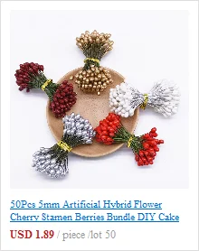 Silver Artificial Flower Cherry Stamen Berries Bundle New Year Xmas Decoration For DIY Christmas Wedding Cake Gift Box Wreaths