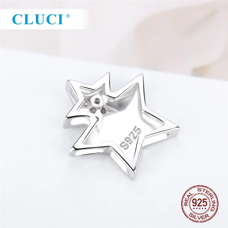 CLUCI Серебро 925 звездообразная Подвеска для женщин ожерелье Изготовление ювелирных изделий Милый Циркон 925 стерлингового серебра подвески в виде звезд