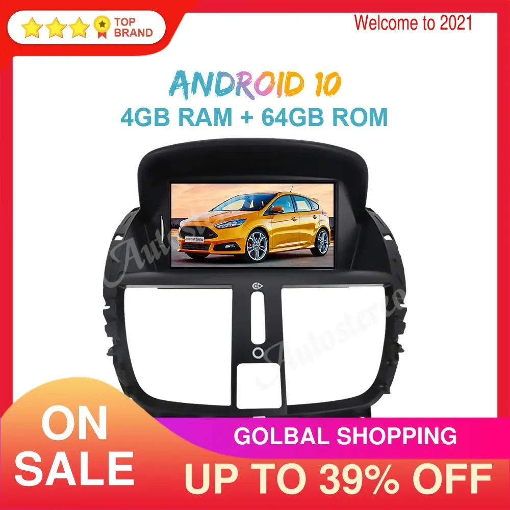 Android 10 4 Гб + 64 автомобильное радио GPS навигация для Peugeot 207 2007 2014 автомобильный DVD