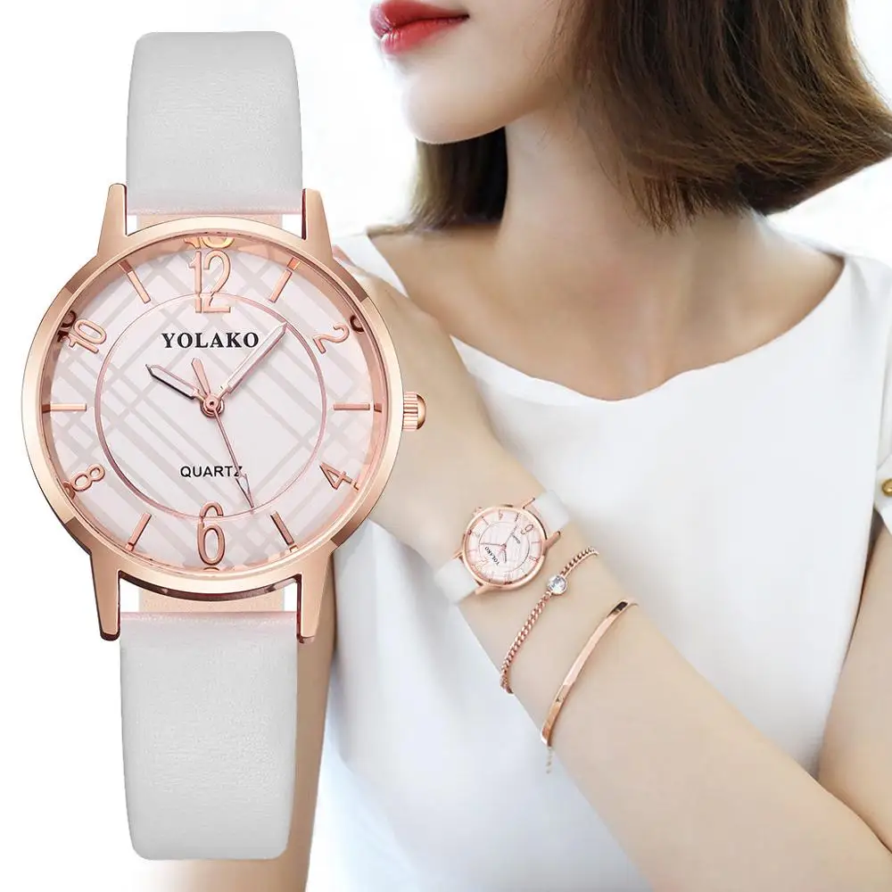 

Fashion Elegant Ladies Watch Casual Rose Gold Leather Band Newv Strap Analog Quartz Wrist Watch Reloj Mujer Zegarek Damski A40