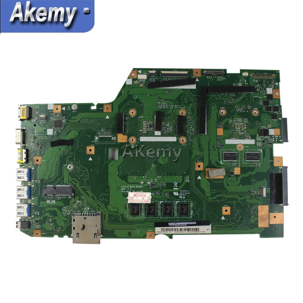 Akemy X751LJ GT920M/2GB mainboard For Asus X751L R752L K751L X751LN X751LD X751LJ X751LB Laptop motherboard 4GB RAM I7-5500U