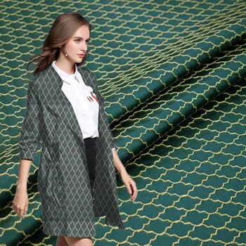 

2019 KPOP green geometric brocade jacquard fabric for suit dress tissu bazin riche getzner telas por metro tissus patchwork tela