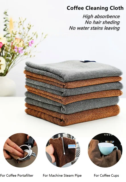 CAFEMASY Barista Cleaning Towel with Hook Set Pack of 3pcs Soft Barista Mirco Fiber Cloth for Cleaning Espresso Coffee Machine Steam Wand and Coffee