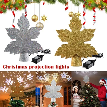 

Newest Projector Light 3D Rotating Hollow Glitter Christmas Tree Topper Decorations