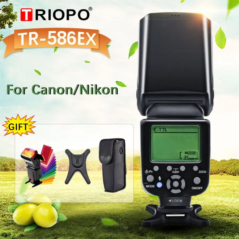 Triopo TR-586EX беспроводной режим TTL Speedlite Speedlight для Canon 5D Nikon D750 D800 D3200 D7100 DSLR камера как
