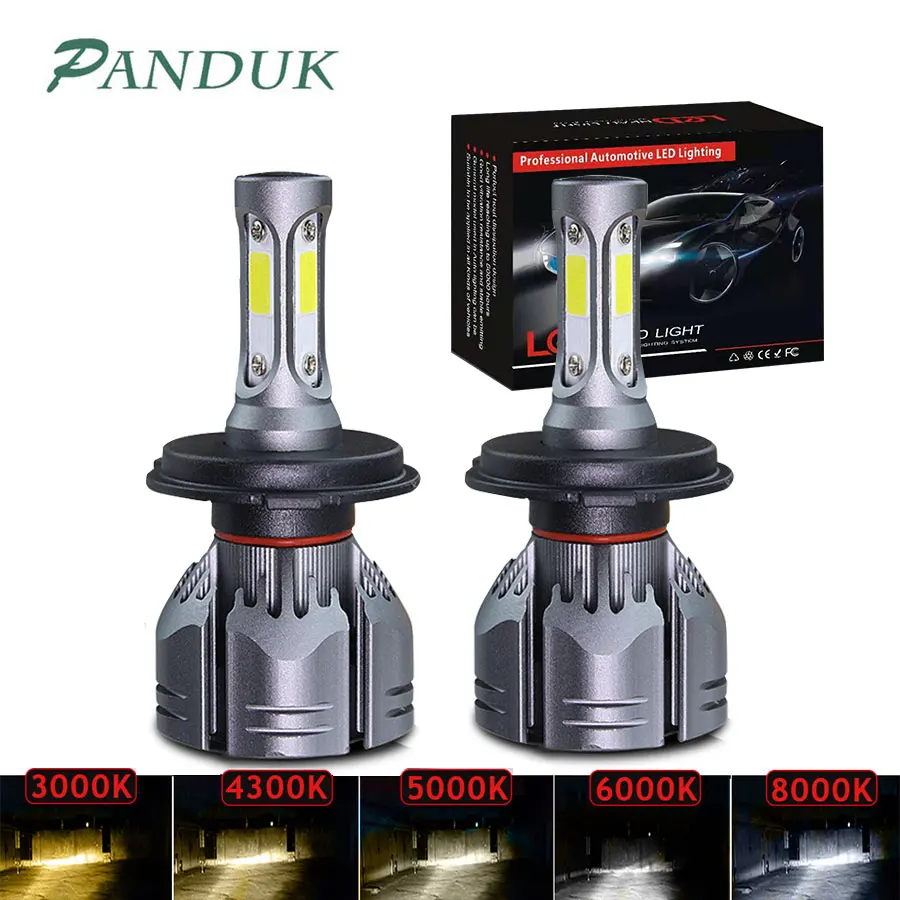 PANDUK H4 светодиодный H7 H11 автомобисветильник фара 3000K 4300K 6500K 8000K H1 880 H3 9005 9006