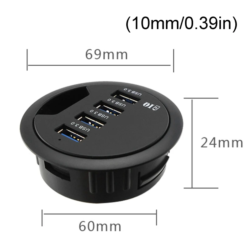 

Mounting In-Desk 4 Ports USB 3.0 Hub Desk Adapter Multi Splitter for Desktop PC E65C
