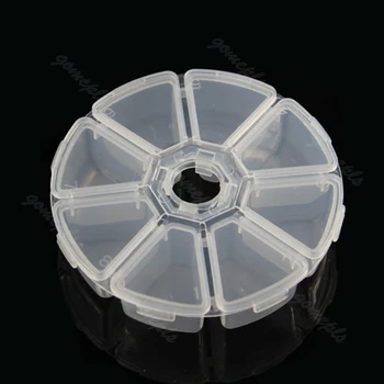 

Round 8 Grids Cells Transparent Beads Jewelry Display Storage Case Box Container