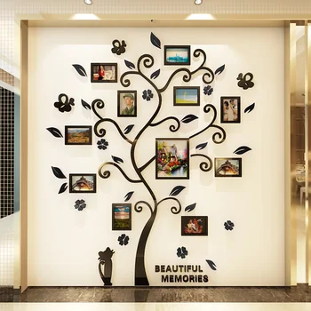 

3D Acrylic Crystal Wall Sticker Adhesive DIY Stereo Photo Frame Tree Pattern Wear Resistant Home TSH Shop