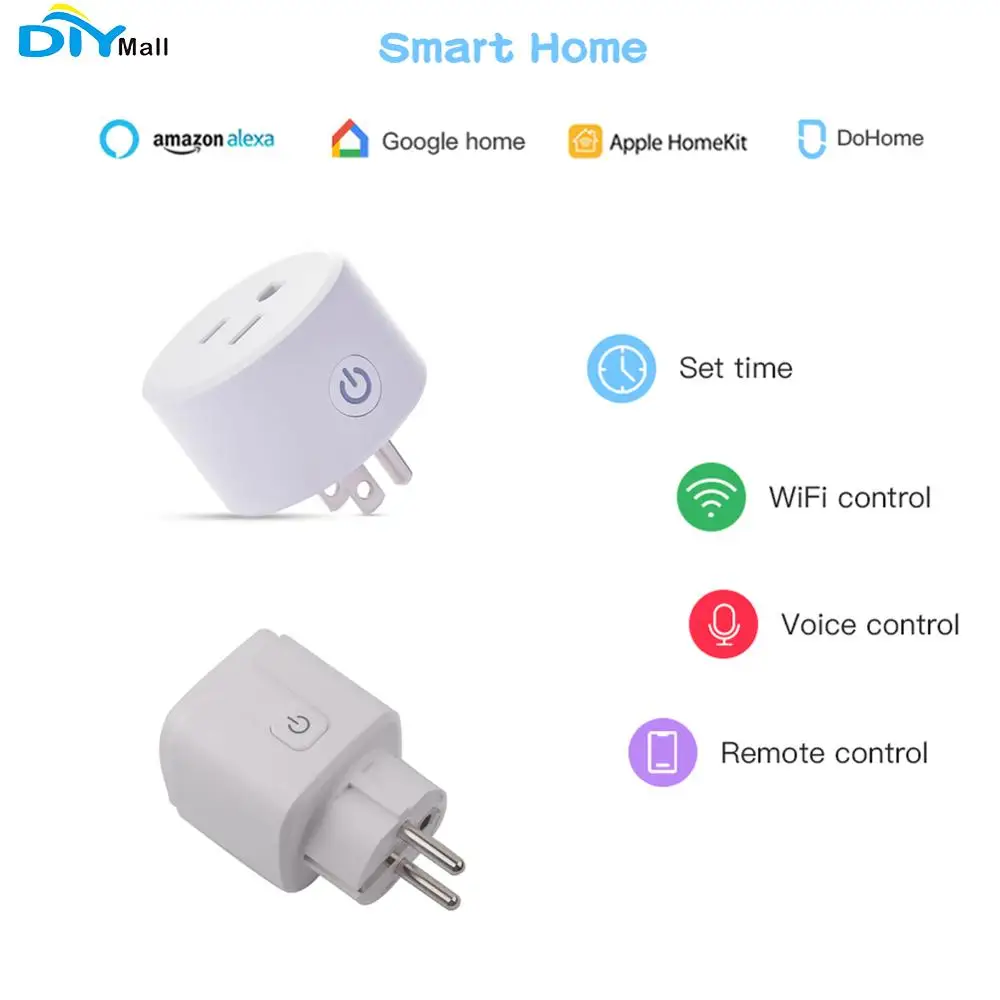 

HomeKit Smart Plug US/EU Plug Outlet Socket Work with Apple Home APP Alexa/Google Assistant Timer No Hub Required 2.4GHz DoHome