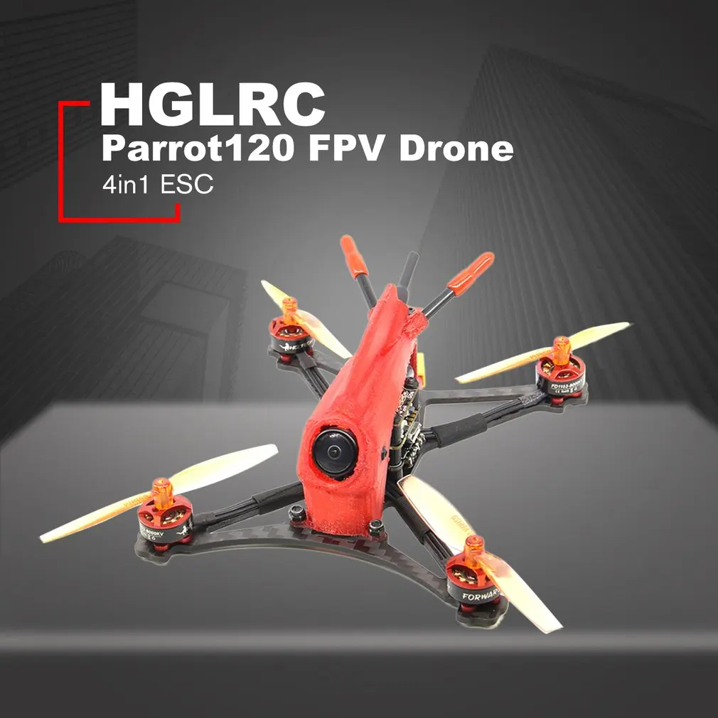 

HGLRC Toothpick Parrot120 Micro RC FPV Racing Drone PNP F411 2-4S Flight Control 13A 4in1 ESC 1103 8000KV Motor - Red