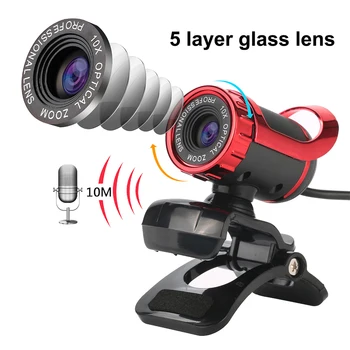 

12 Megapixels HD Webcam USB 2.0 Camera Web Cam 360 Degree MIC Clip-on for Desktop Skype Computer PC Laptop Built-in Microphone