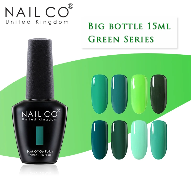 NAILCO зеленая серия Светодиодный УФ-набор гель-лаков для ногтей маникюр Блеск Дизайн ногтей украшение макияж Гель-лак Гибридный впитывающий для подарка