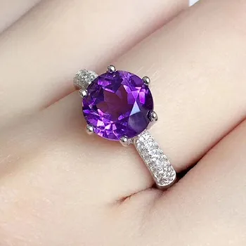 

Fashion purple crystal amethyst gemstones diamond rings for women white gold silver color jewelry bijoux bague elegant accessory