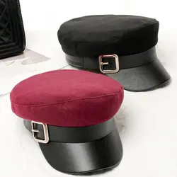 Осенне-зимние шапки-береты, женские плоские бейсбольная кепка в стиле милитари, женские Восьмиугольные шапки с утиным язычком, английский