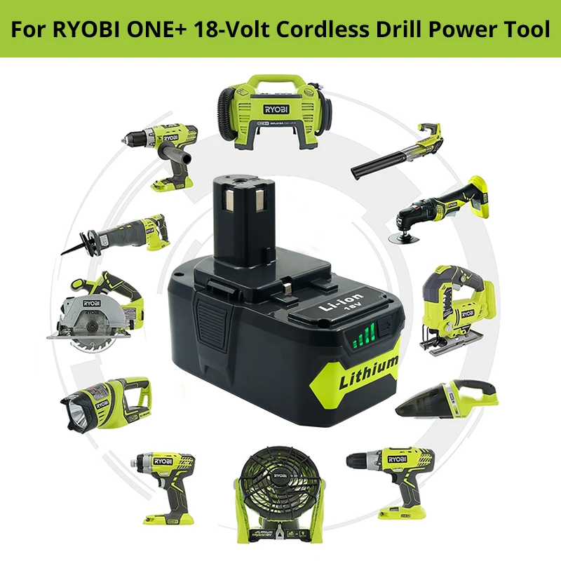 Pacote para Ryobi Eléctricas sem Fios um + Ferramentas Bateria Li-ion Rb18l50 Rb18l40 Rb18l25 P102 P103 P104 P105 P106 P107 2 P108 8.0ah 18v - Image 6