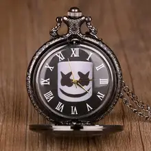Винтажные кварцевые карманные часы с черным узором в виде капель с цепочкой, антикварное ожерелье с подвеской, мужские и женские часы с брелоком, Relogio De Bolso