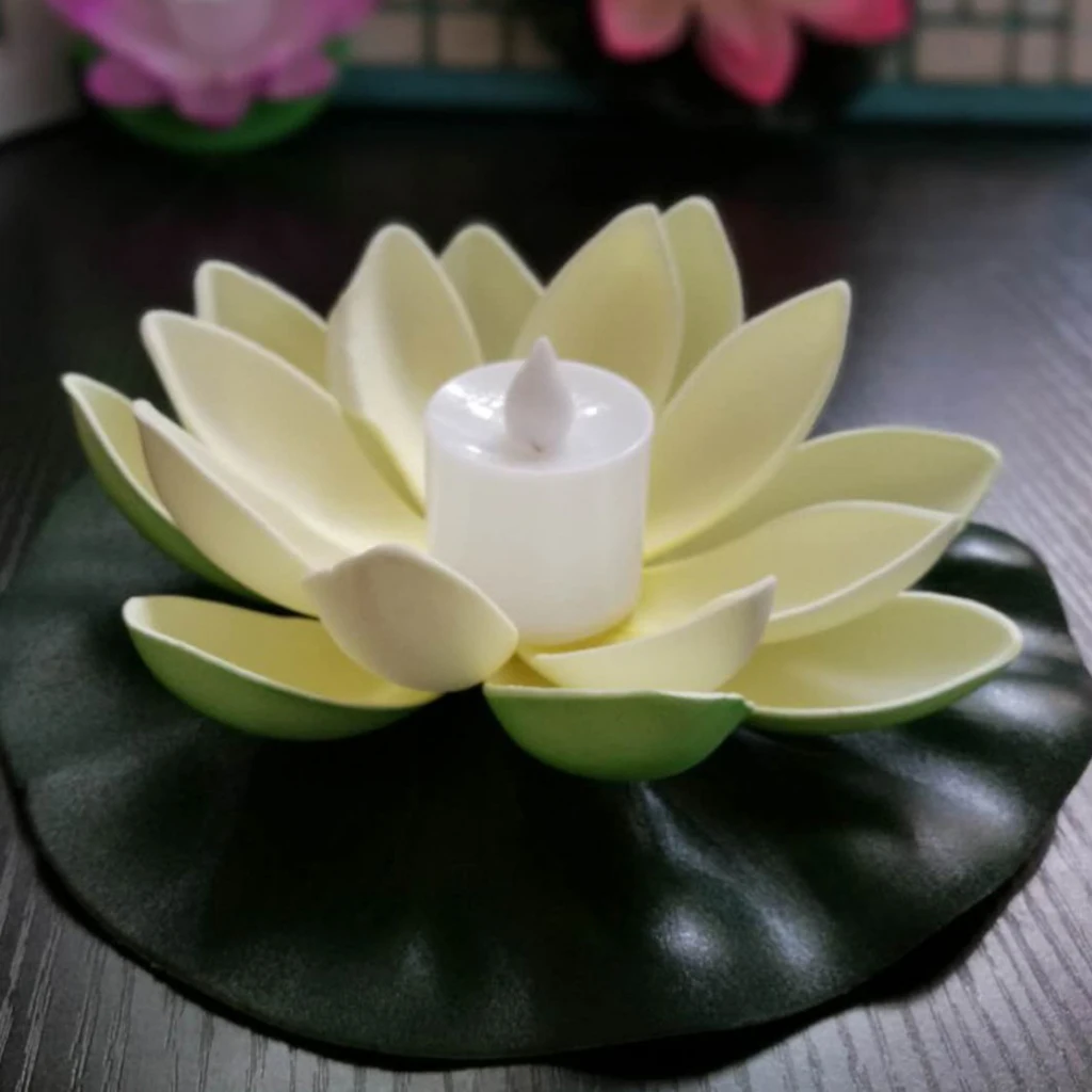 Floating Tealight Candles Lotus Flower Pool Lights Flameless Night Lights