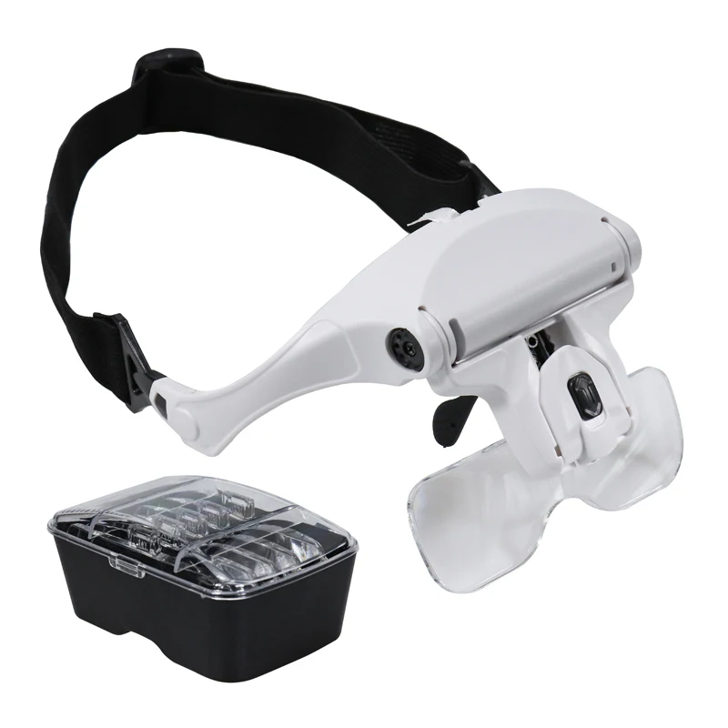 1.0X 1.5X 2.0X 2.5X 3.5X Adjustable 5 Lens Loupe LED Light Headband Magnifier Glass Magnifying Glasses with Storage Case | Инструменты
