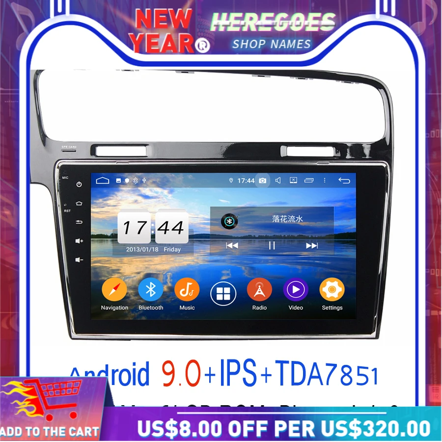 DSP TDA7851 Android 10 0 для VW Golf 7 2013 2014 2015 64 Гб ROM 8 ядер автомобильный DVD плеер GPS ГЛОНАСС
