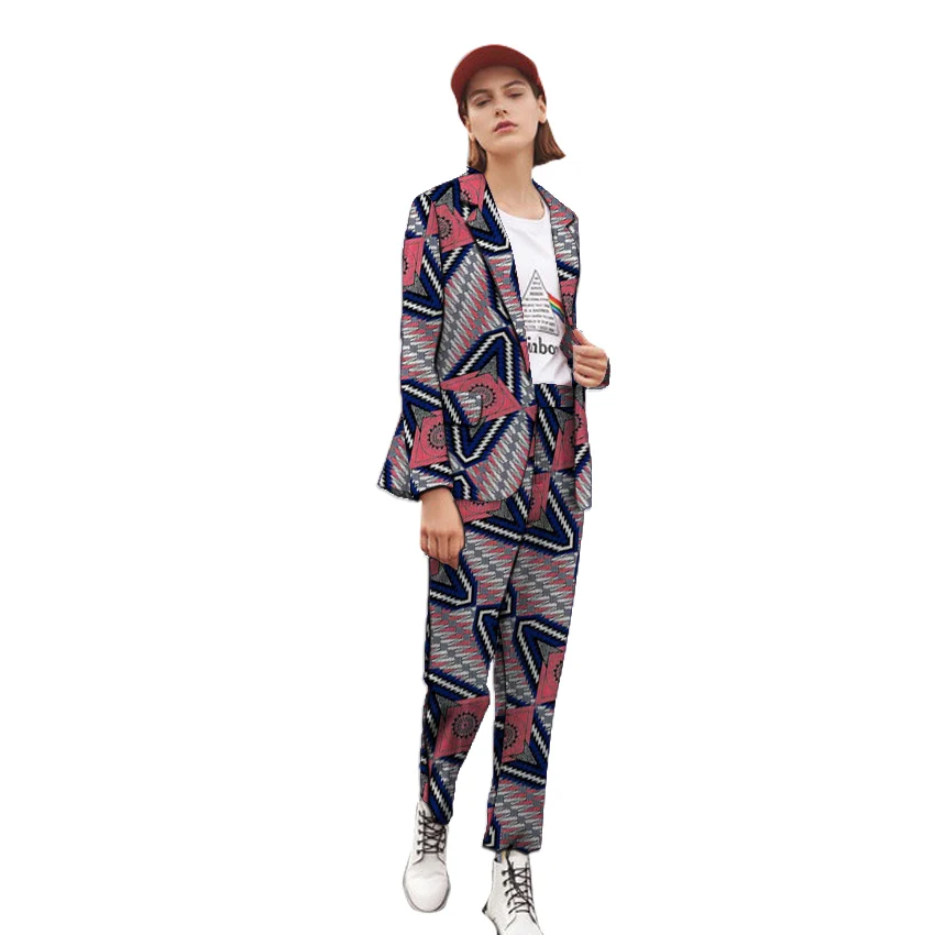 4 Fashion African print women blazer with pant suit elegant African suit dashiki Ankara outfits custom made for ladies - Цвет: 4
