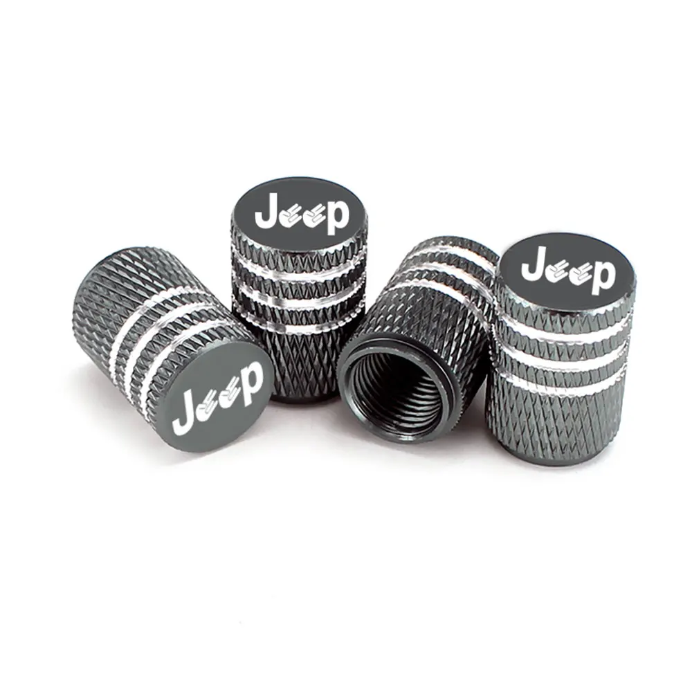 DSYCAR 4 шт./компл. Универсальный логотип Jeep Alu из алюминиевого сплава, колпачки для вентиля покрышек легковых автомобилей Грузовик Мотоцикл велосипед крышка штока клапана шины аксессуары - Цвет: Темно-серый