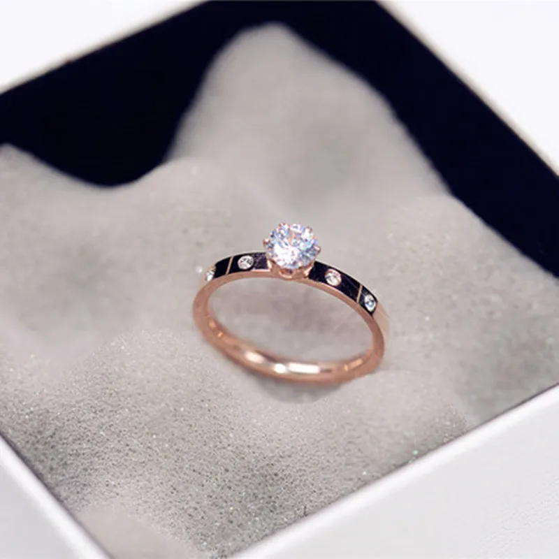 Wedding Rings Finger Rings Womens Ring Jewelry Rings Ring Jewelry Couple Rings Love Jewelry Titanuim Steel Rose Gold Color Crystal Ring For Women Size5-9 R008