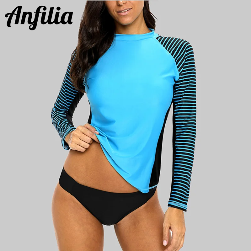 Anfilia Women Long Sleeved Rashguard Swimwear for Surfing rash guard,surfing swimsuit
