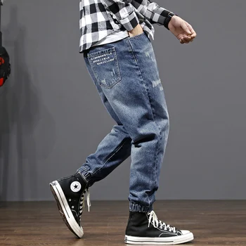 

Fashion Streetwear Men Jeans Retro Blue Loose Fit Denim Cargo Pants Harem Trousers Japanese Vintage Designer Hip Hop Jeans Men