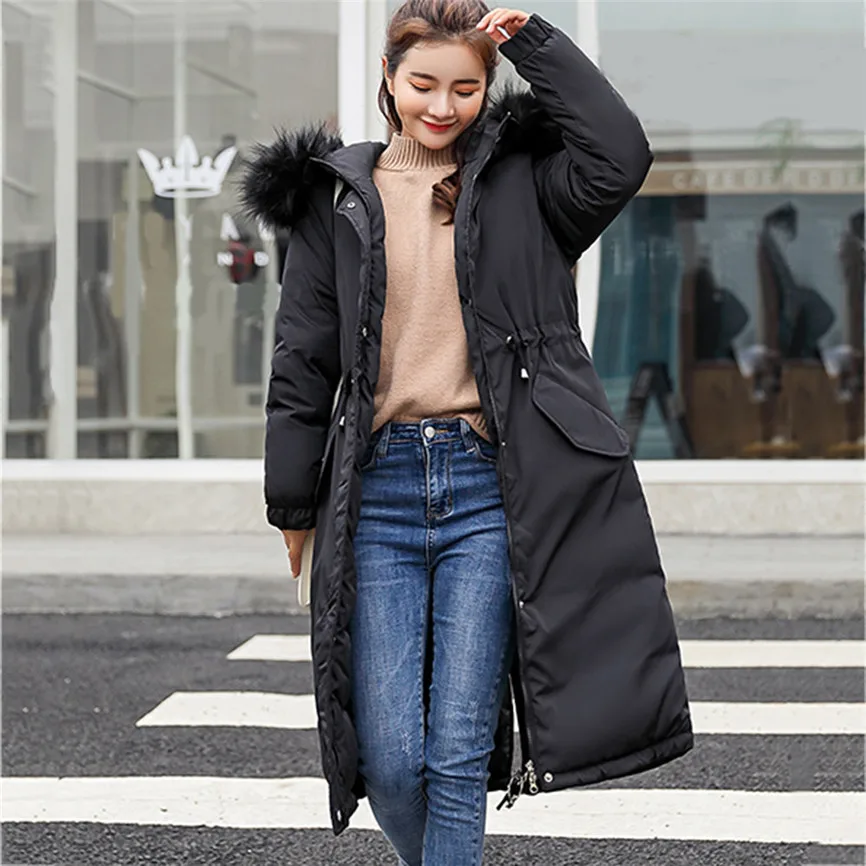 Abrigos Mujer Invierno 2019 Elegante Женская однотонная Толстая зимняя тонкая теплая куртка с