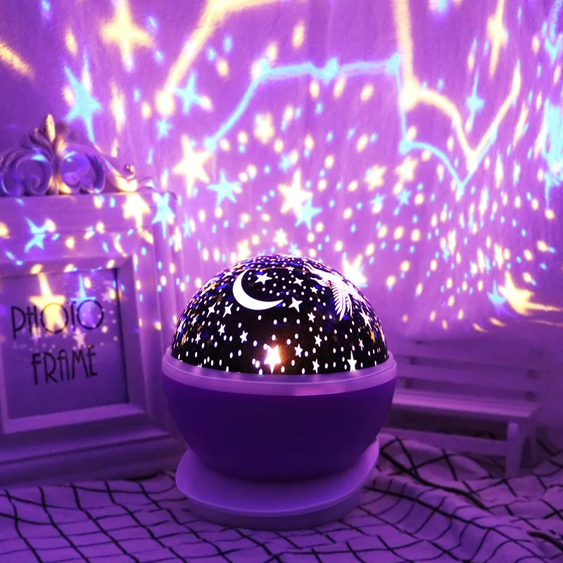 Светодиодный проекционный ночник с вращающимися звездами, луной, красочная usb-лампа, проекционный светодиодный ночник для праздничного подарка
