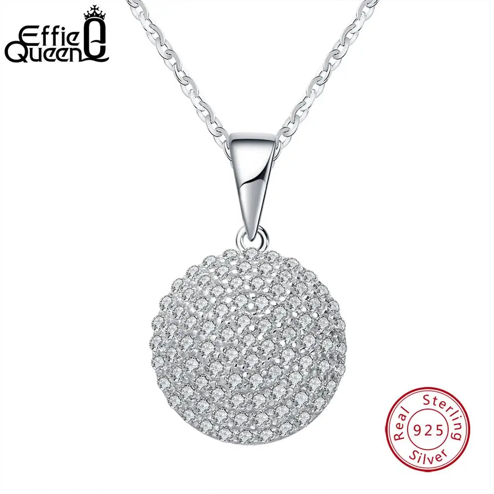 

Effie Queen Round Real 925 Sterling Silver Pendants Jewelry Pendant AAA CZ Necklace with 45cm Chain TSN60
