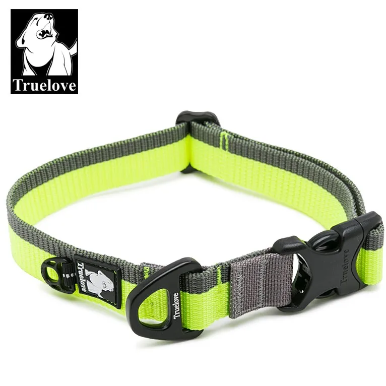 NEON YELLOW Truelove ошейник для собак Удобная регулировка нейлоновая Пряжка из алюминиевого сплава для путешествий на открытом воздухе Пояс для шеи продукт для домашних животных TLC5171 - Цвет: NEON YELLOW