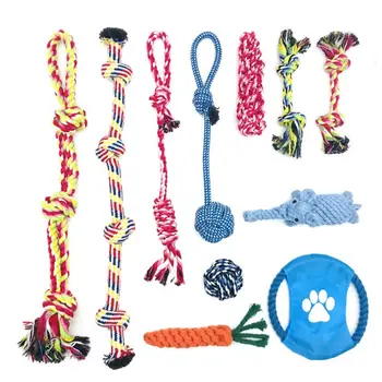 

11 Pcs Dog Pet Chew Rope Toys Set Washable Durable Cotton Clean Teeth Puppy H55A
