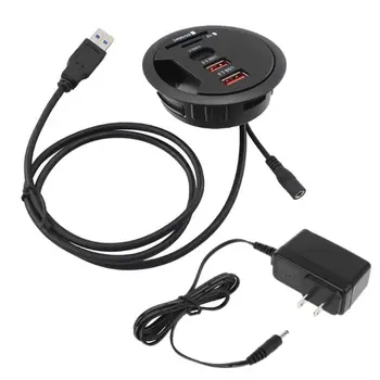 

EU US Mount In Desk USB 3.0 Type C Hub TF/SD Card Reader Adapter For Laptop PC