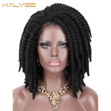 Kanyss короткие плетеные парики для черных женщин, косички, кружевные парики, синтетический парик на кружеве, Детские волосы, искусственные Локи, парик, боковая часть