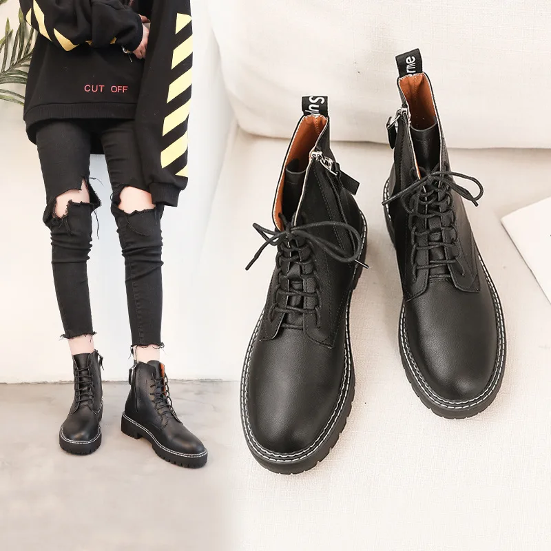 

Martin Boots Women's 2019 New Style British Style Versatile Elevator Online Celebrity plus Velvet Autumn & Winter Shoe Fashion I