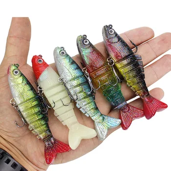 

5pcs/set Artificial fishing lure False 8 Joints Fish Shape Lifelike Soft Lure Fishing Accessories With Barbed Fishhooks