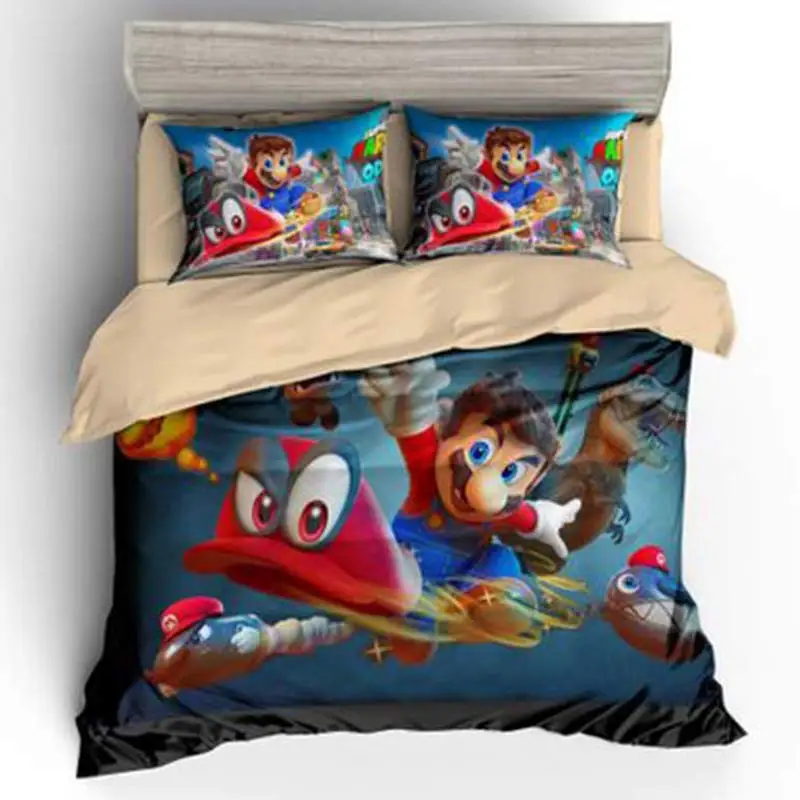 3 шт. 3D Марио Постельное белье 140x210 см/180x210c/172x218 см/135x200 см/200x229 см Удобная Лоскутная