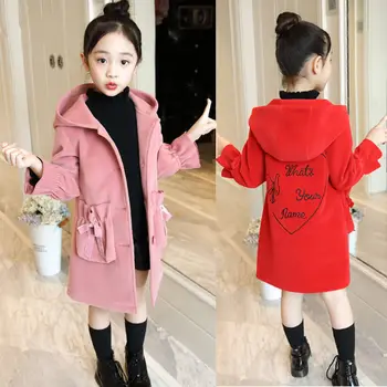 

10 Girls Jacket Thicken Autumn and Winter Wear 2020 New Children's Woolen Coat Long Section Girl Coat Fashion 2-12 Years Old