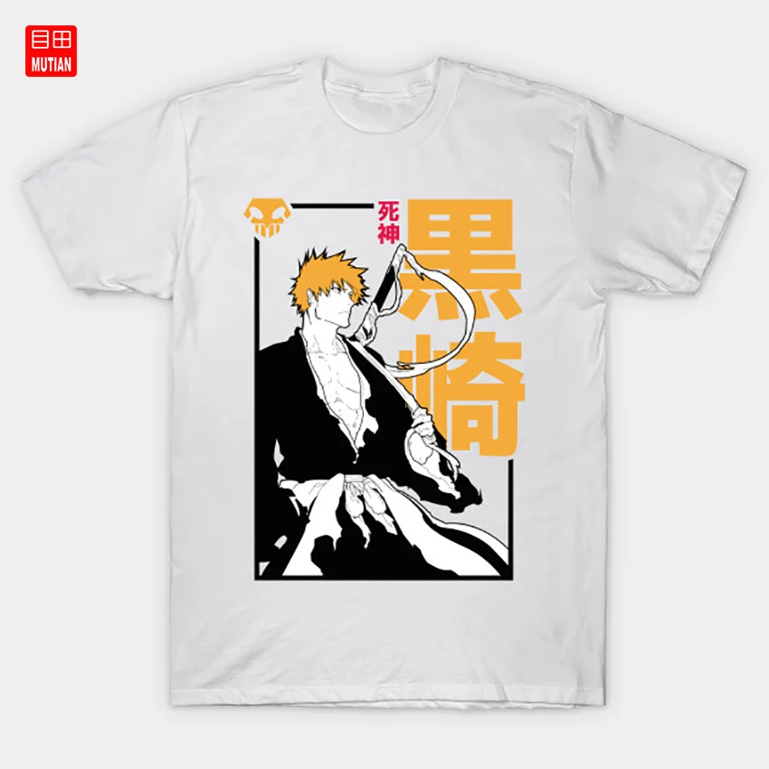 Отбеливающая футболка Ichigo Япония Kurosaki сопровождение души японское каньцзи манга