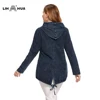 LIH HUA Women's Plus Size Autumn Casual Denim Jacket  High Flexibility Hoodie Cotton Knitted Denim Jacket ► Photo 3/6