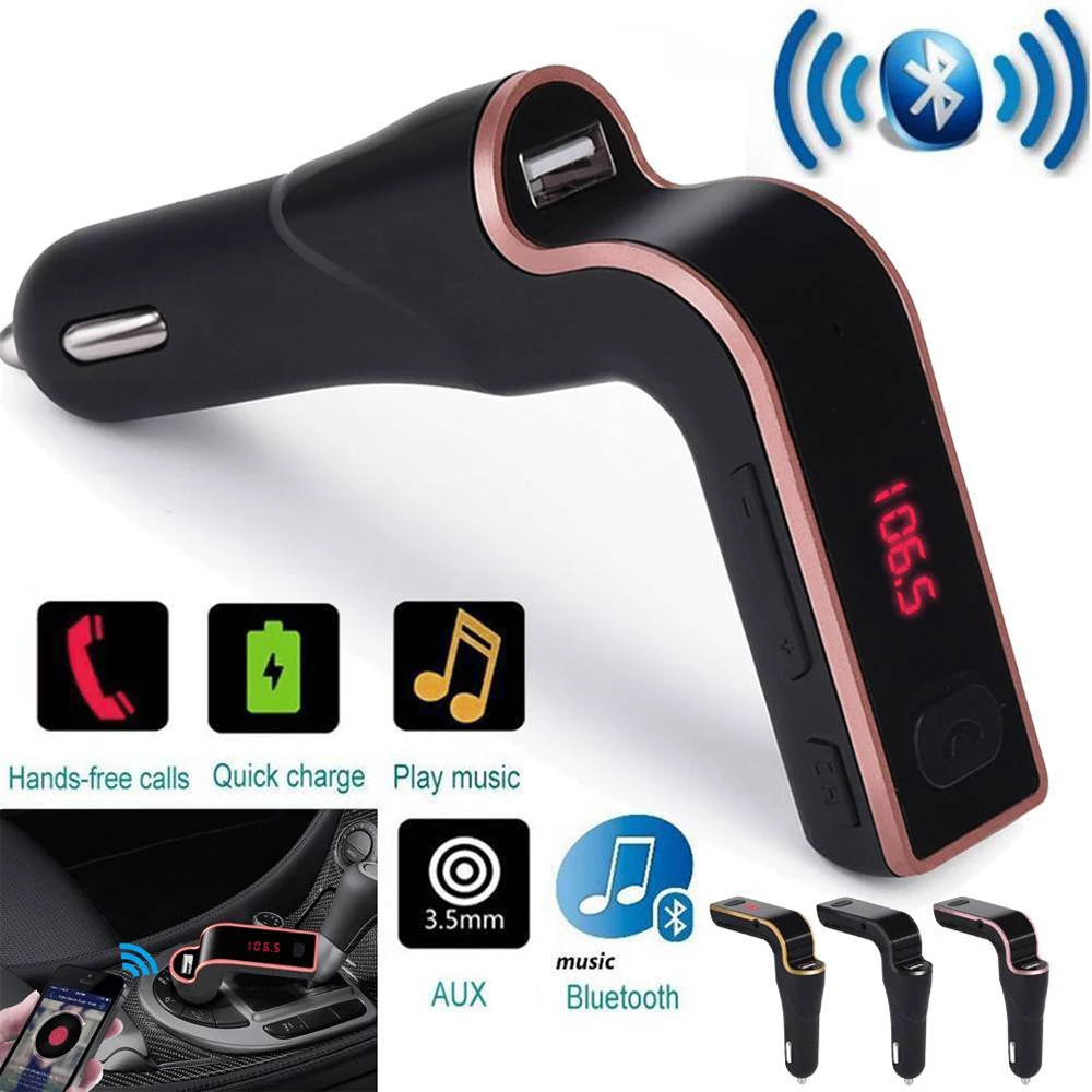 Автомобильный беспроводной Bluetooth FM трансмиттер ЖК дисплей 4 в 1 гарнитура громкой