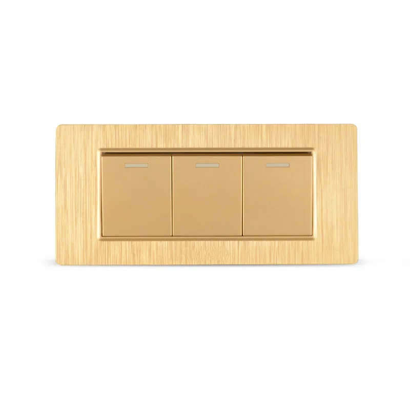 

Switch socket brushed gold switch panel three - open double control