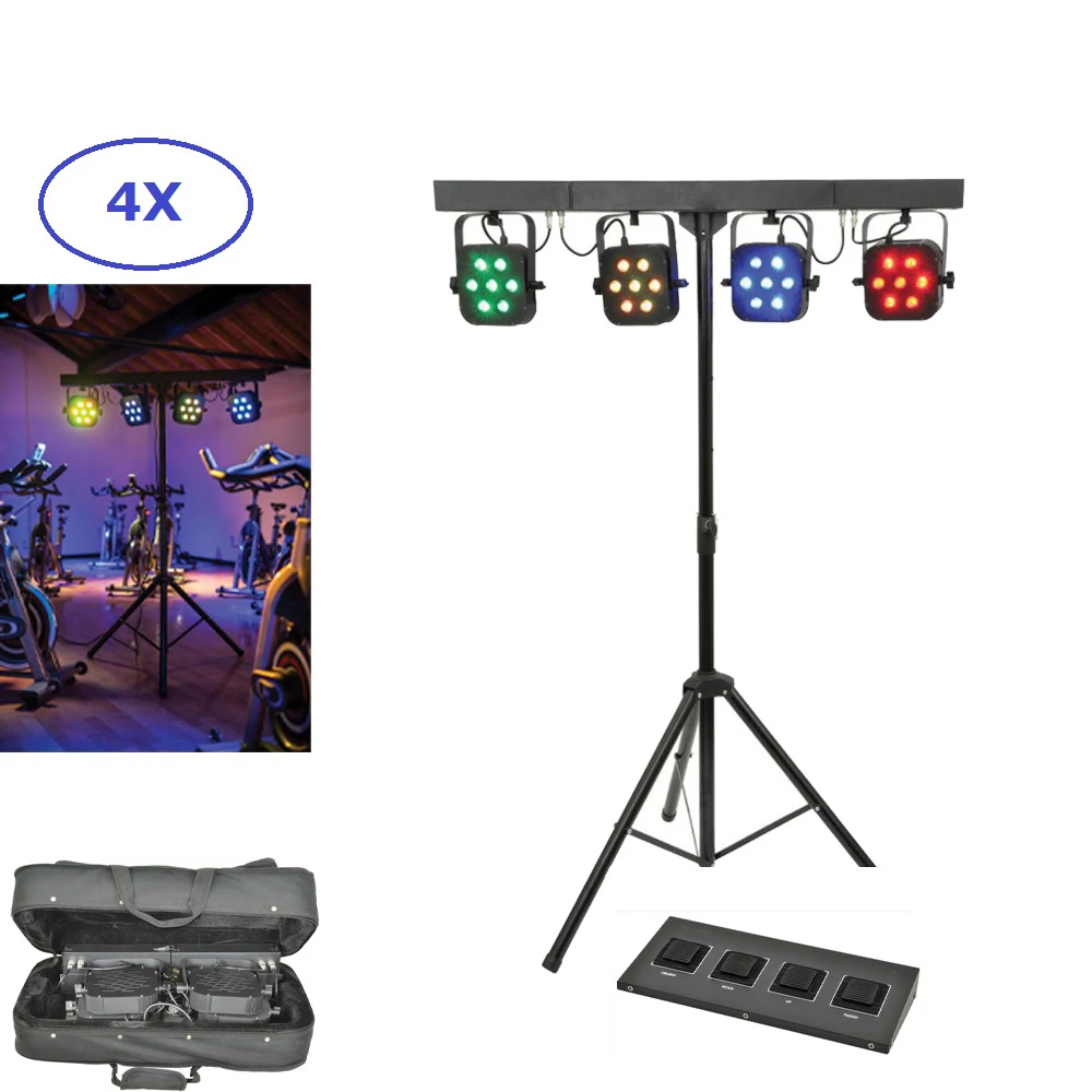 American Dj 4Pcs 7X10W RGBW 4IN1 LED Par Light DMX 512 Flat Par Kits For Wedding Stage Disco Party Decorations Light Music Club