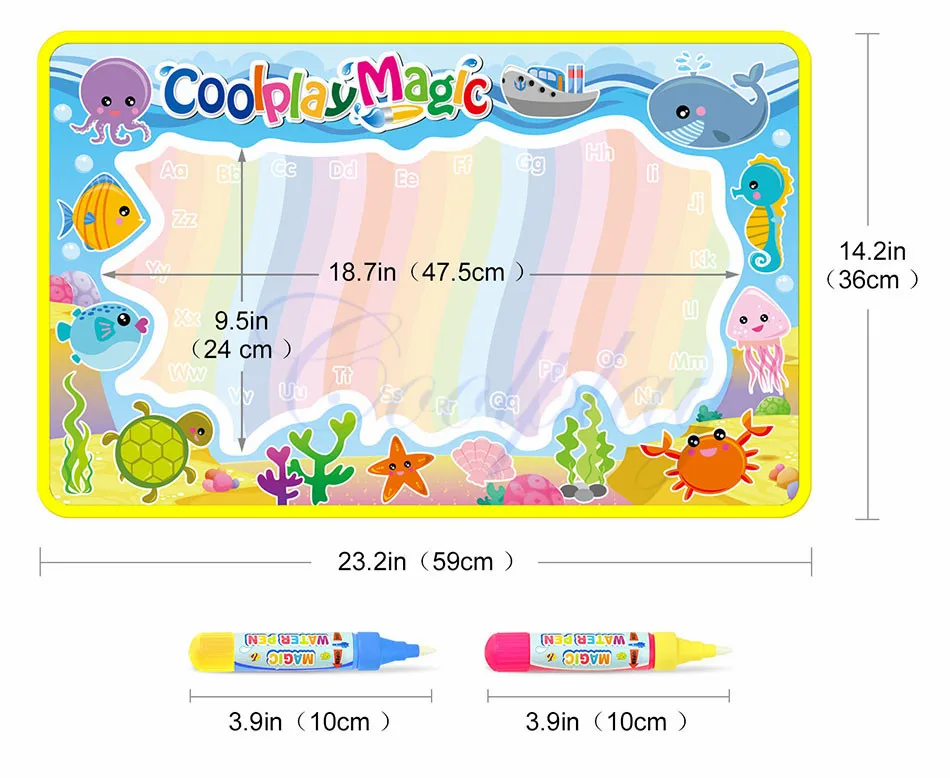 8 типов, 50x36 см, тематический водный коврик для рисования с 2 Волшебное водяное перо, коврик для рисования, развивающие игрушки, рождественский подарок