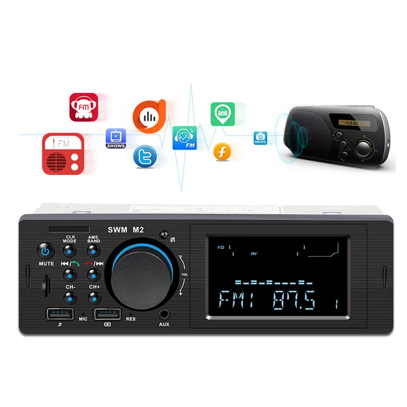 Автомобильный радиоприемник Bluetooth Авторадио 12 в автомобильный стерео радио FM Aux вход приемник зарядка SD USB In-dash 1 Din автомобильный MP3 мультимедийный плеер