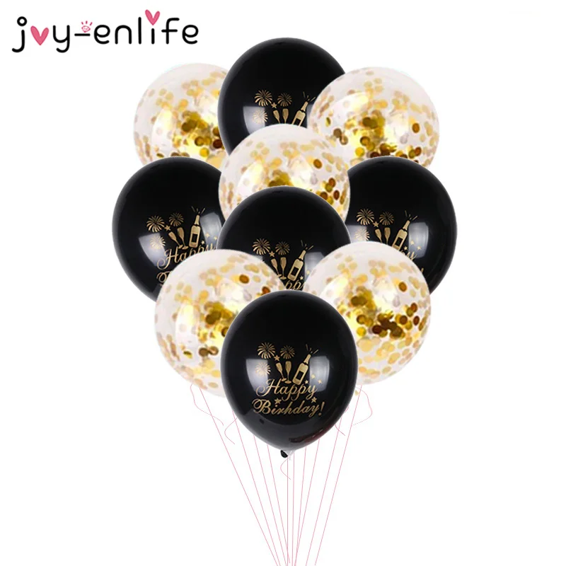 10 PCS с днем рождения воздушные шары День рождения украшения детский праздничный костюм золото конфетти для воздушных шаров, декоративный для Бэйби шауэра Globos