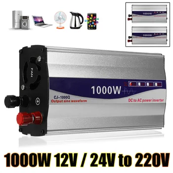 

1Set LED Display 1000W Pure Sine Wave Power Inverter 12V/ 24V To 220V Converter Transformer Power Supply Inverter