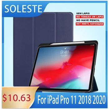 

Funda For iPad Pro 11 2018 2020 Case With Pencil Holder Smart Sleep Wake up PU Leather Trifold Stand Cover For iPad Pro 11 Case
